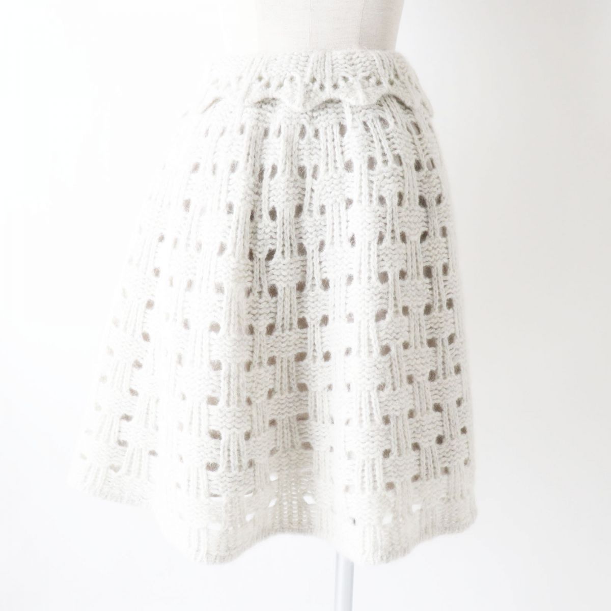 CHANEL skirt Outer: 50% alpaca, Outer: 47% polyamide, Outer: 3% wool, Lining: 74% cotton, Lining: 18% polyamide Light gray Women 34
