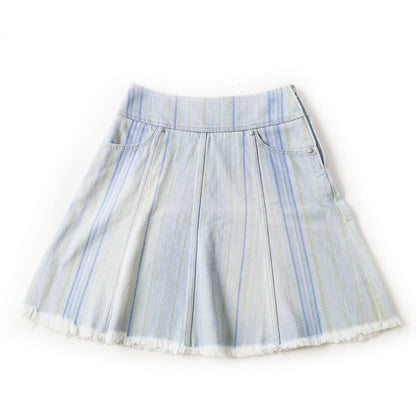 CHANEL skirt Main: 100% cotton Light blue x multi stripe pattern Women 34