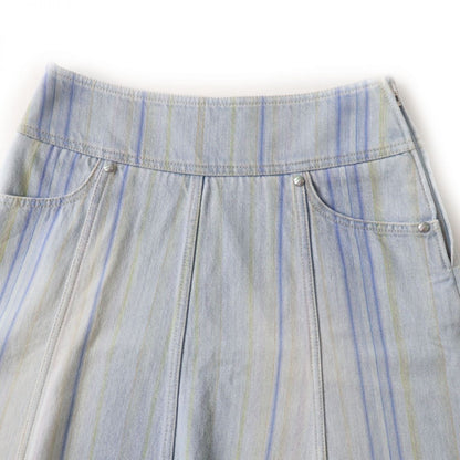 CHANEL skirt Main: 100% cotton Light blue x multi stripe pattern Women 34