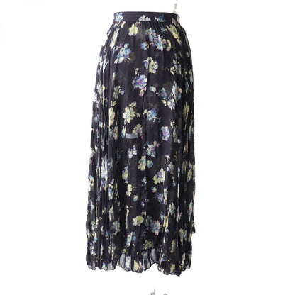 CELINE skirt Outer material: silk 100% Black x Multi<br>Floral print Women 40