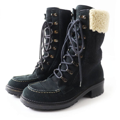 CHANEL boots Main: suede leather, part: boa black Women 35.5