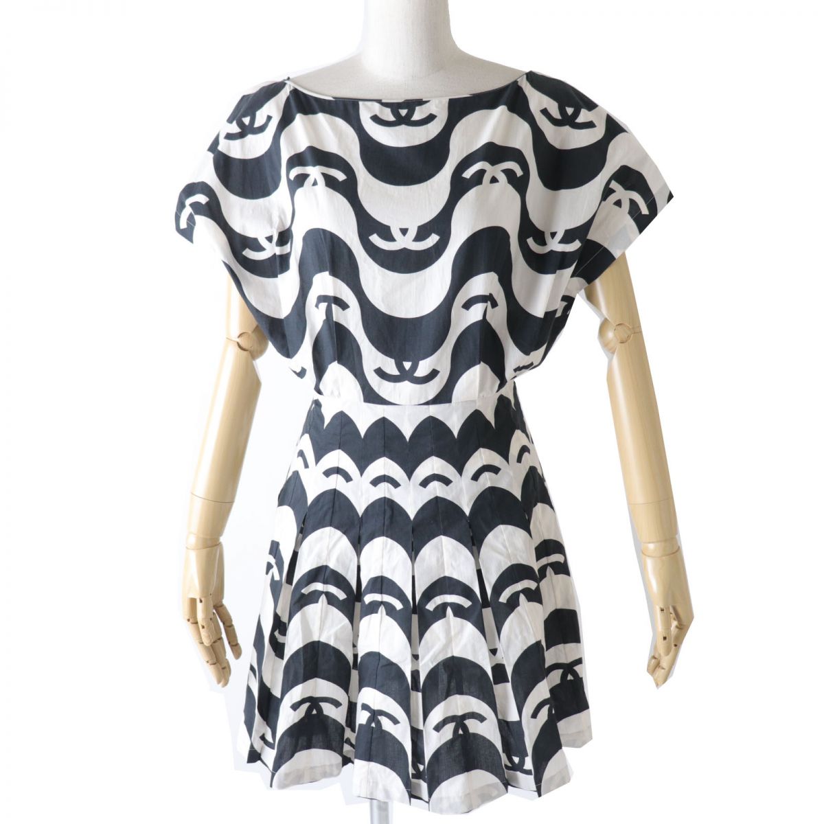 CHANEL one piece Main: 100% cotton Black White Women 34