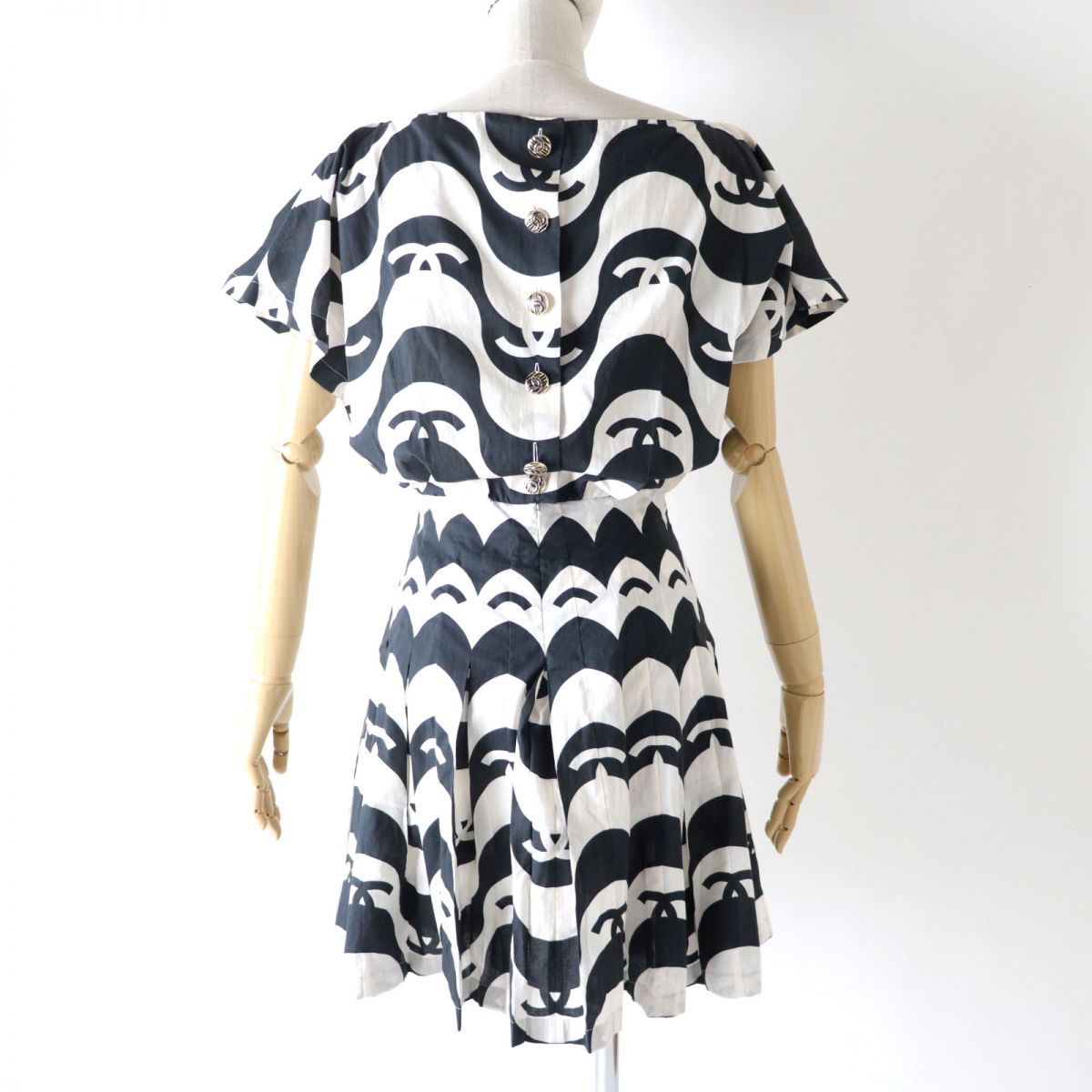 CHANEL one piece Main: 100% cotton Black White Women 34