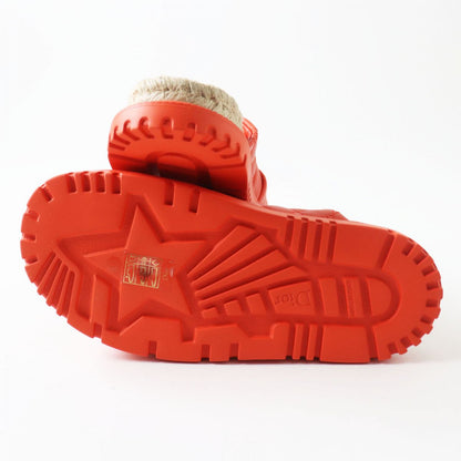 Christian Dior Sandals Main: Leather, Main: Jute Vermilion x Natural Women 37.5