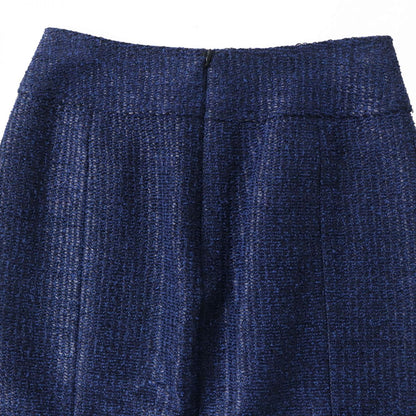 CHANEL skirt Outer: 49% viscose, Outer: 44% cotton, Outer: 7% polyamide, Lining: 75% cotton, Lining: 25% silk Blue x Black (Tweed) Women 34