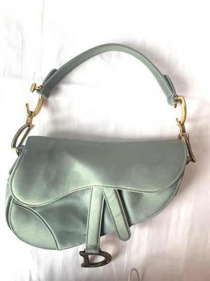 Dior Saddle Mini Silk grey with crystals