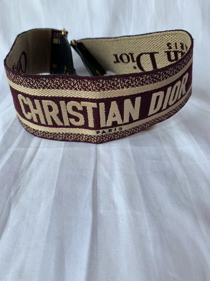 Dior Strap red and beige canvas with Dior Logo Embroidery