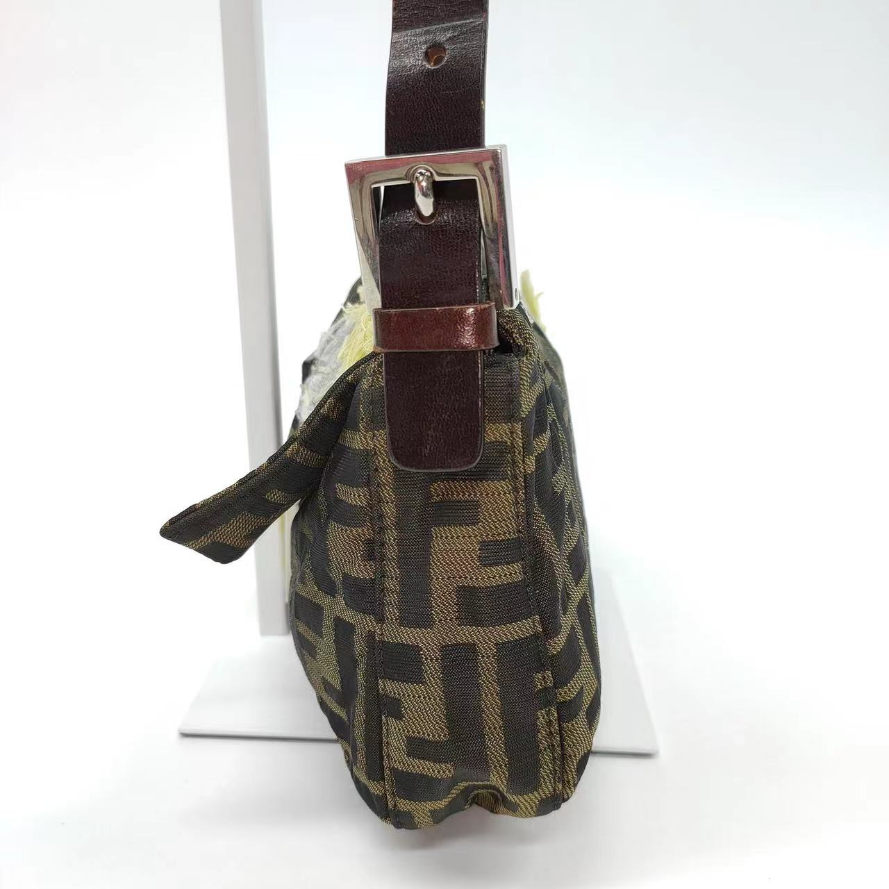 FENDI Baguette Zucca Print with Flower Embroidery