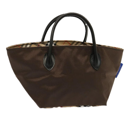 Luxury BurberrySs Nova Check Blue Label Tote Bag Nylon Brown Auth mr010