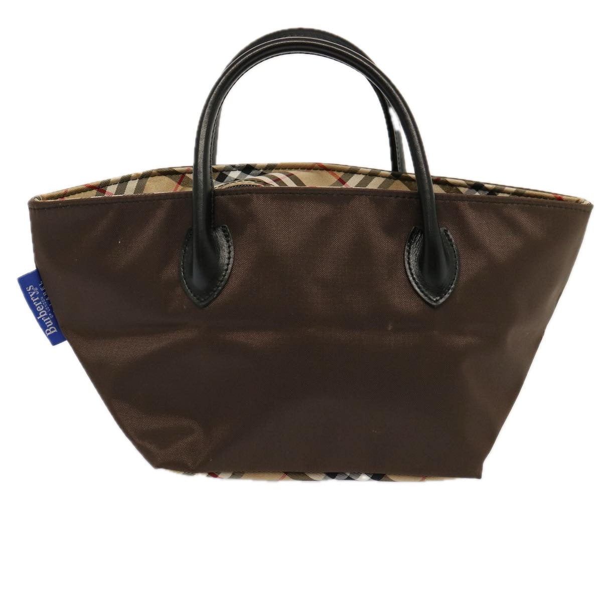 Luxury BurberrySs Nova Check Blue Label Tote Bag Nylon Brown Auth mr010