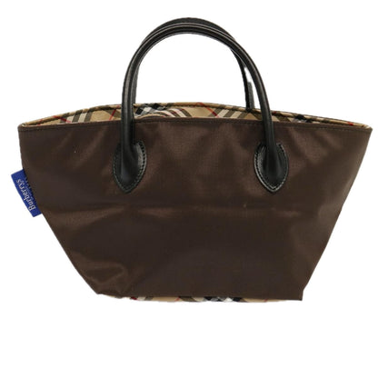 Luxury BurberrySs Nova Check Blue Label Tote Bag Nylon Brown Auth mr010