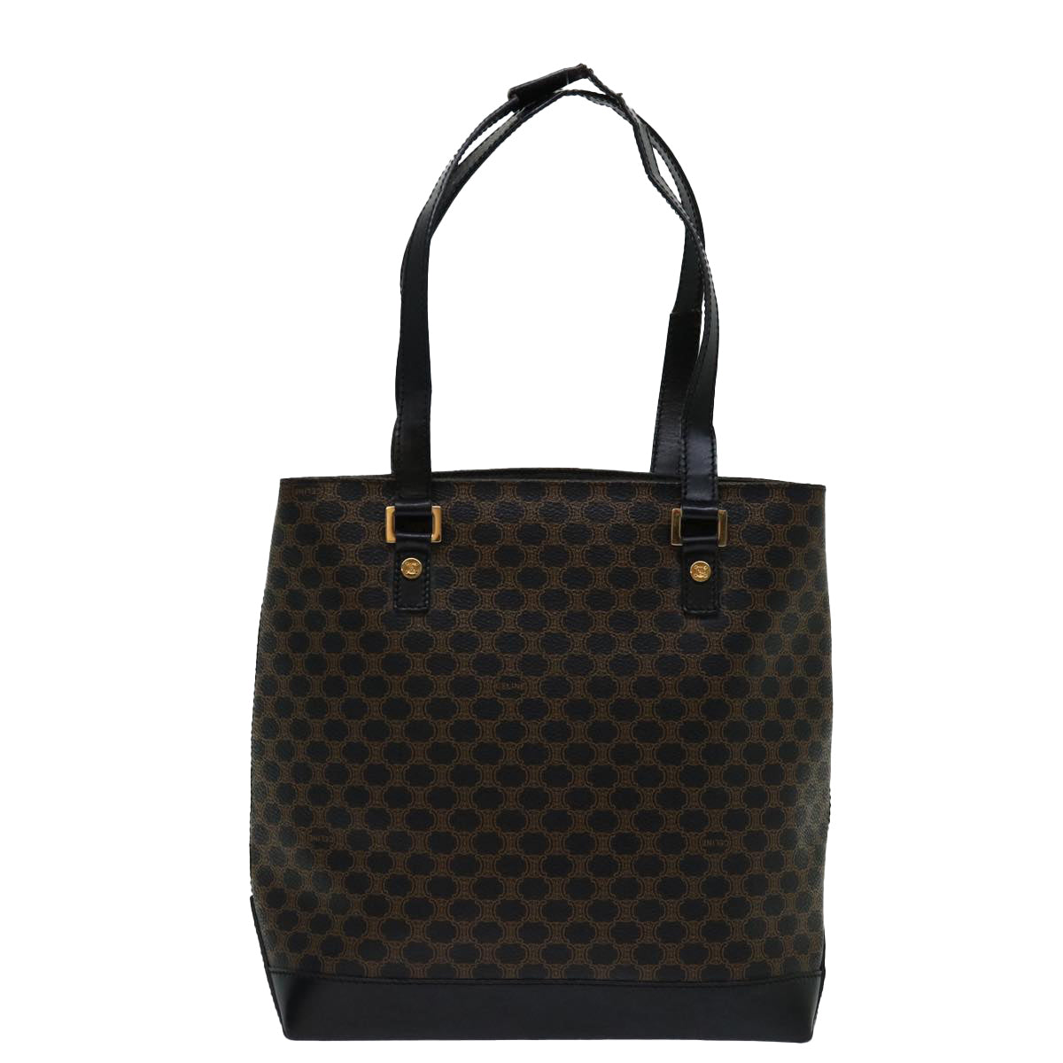 Luxury CELINE Macadam Canvas Tote Bag PVC Black Brown  mr055