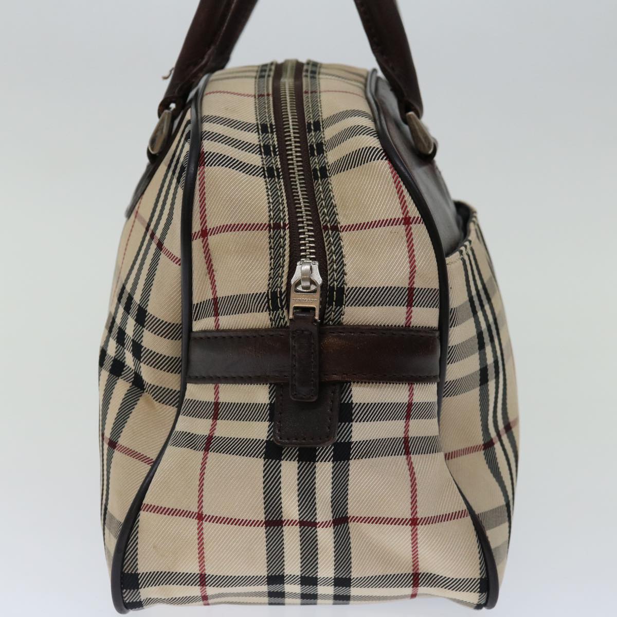 Luxury Burberry Nova Check Hand Bag Nylon Beige Auth mr097