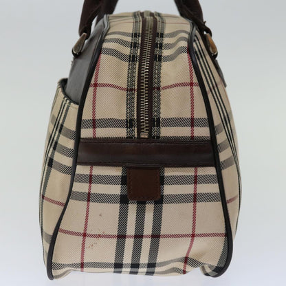 Luxury Burberry Nova Check Hand Bag Nylon Beige Auth mr097