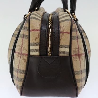 Luxury Burberry Nova Check Hand Bag PVC Beige Auth mr098