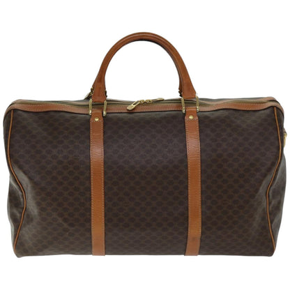 Luxury CELINE Macadam Canvas Boston Bag PVC 2way Brown  mr163