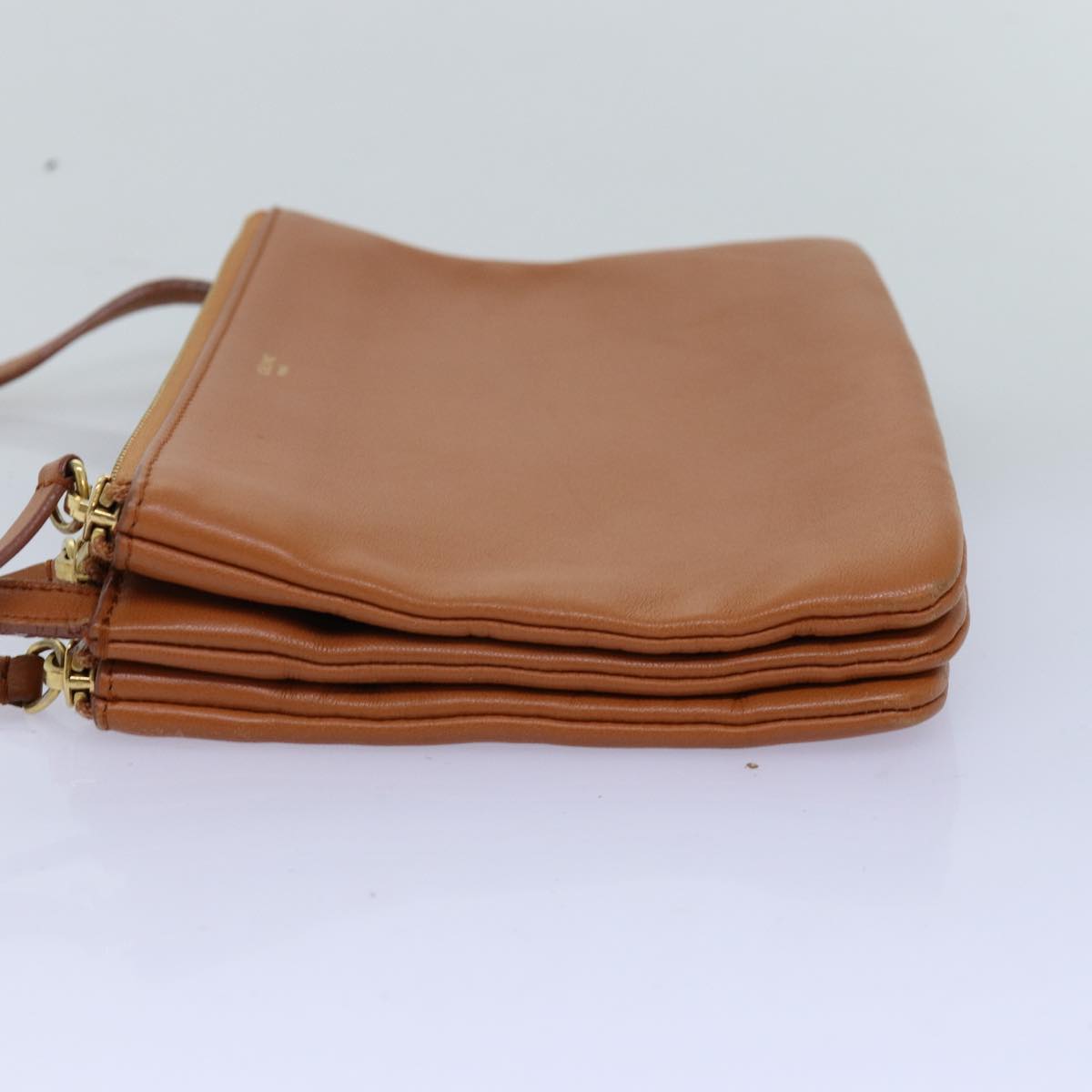 Luxury CELINE Trio Shoulder Bag Leather Brown  mr168