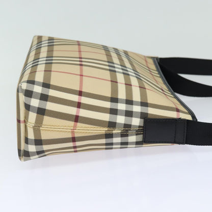 Luxury Burberry Nova Check Shoulder Bag PVC Leather Beige Auth mr252