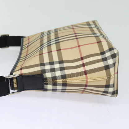 Luxury Burberry Nova Check Shoulder Bag PVC Leather Beige Auth mr252