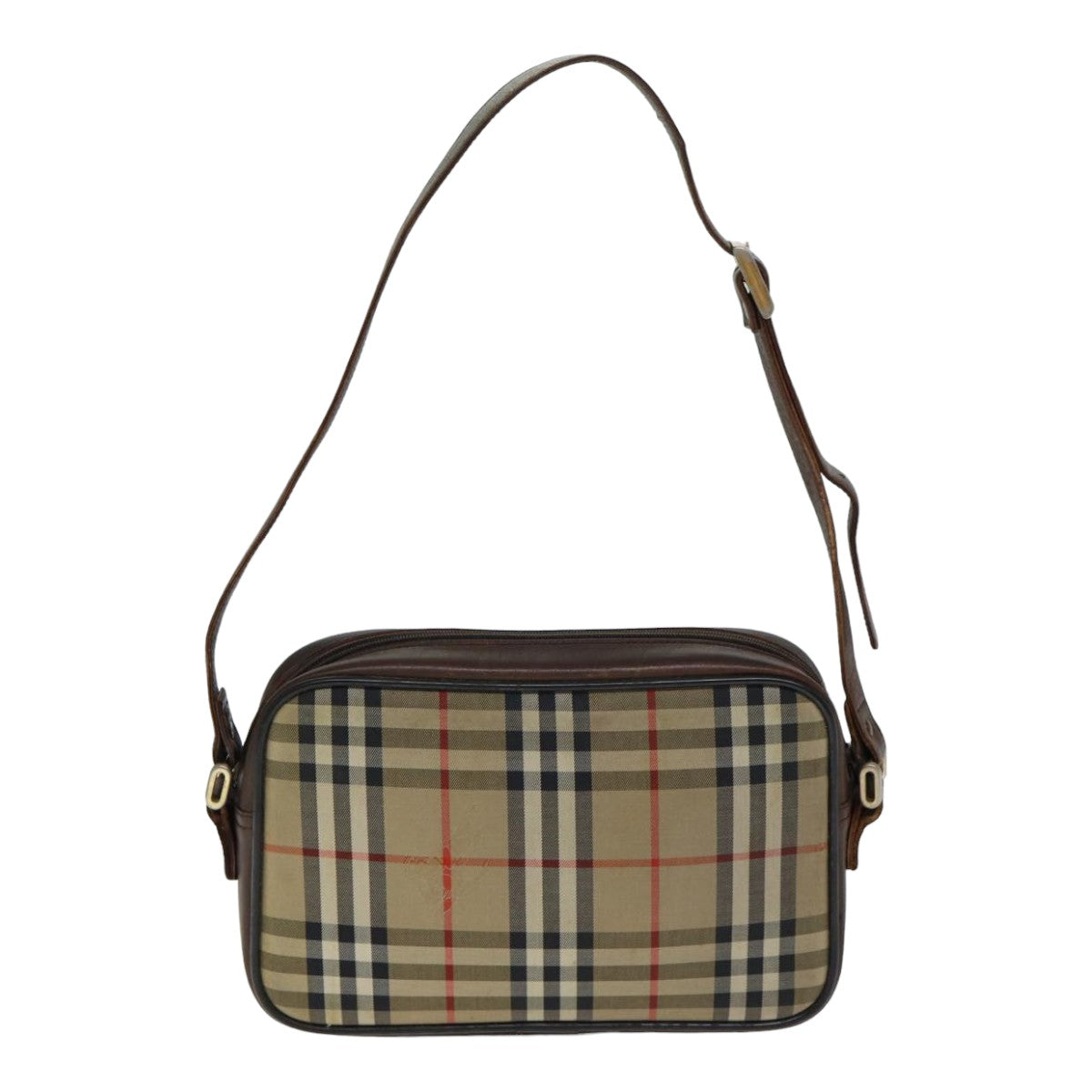 Luxury BurberrySs Nova Check Shoulder Bag Canvas Beige Auth mr273