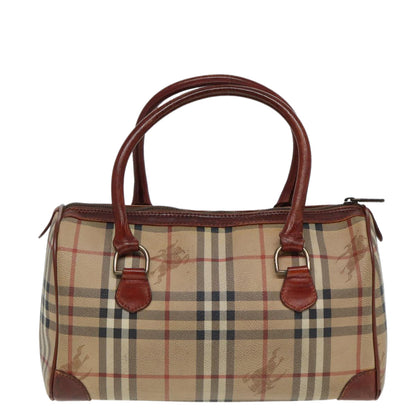 Luxury BurberrySs Nova Check Hand Bag PVC Leather Beige Auth mr276