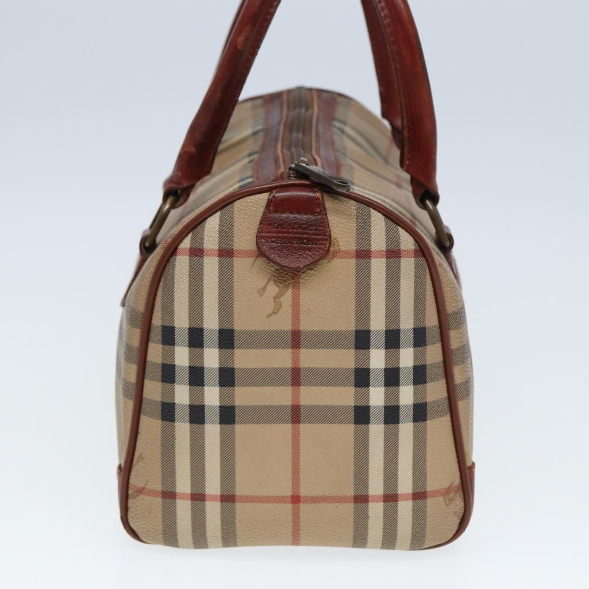 Luxury BurberrySs Nova Check Hand Bag PVC Leather Beige Auth mr276