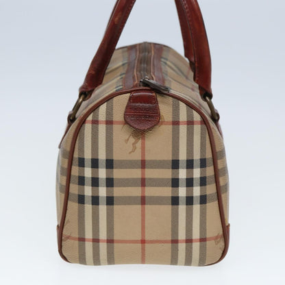 Luxury BurberrySs Nova Check Hand Bag PVC Leather Beige Auth mr276