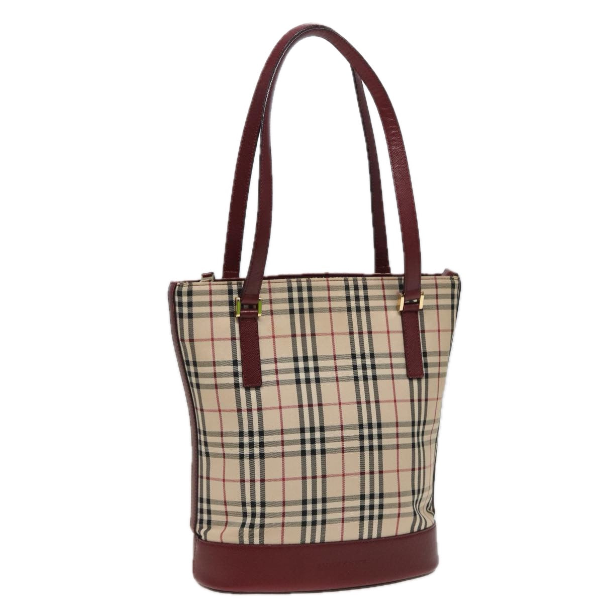 Luxury Burberry Nova Check Tote Bag Canvas Beige Auth mr278