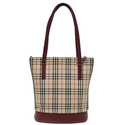 Luxury Burberry Nova Check Tote Bag Canvas Beige Auth mr278