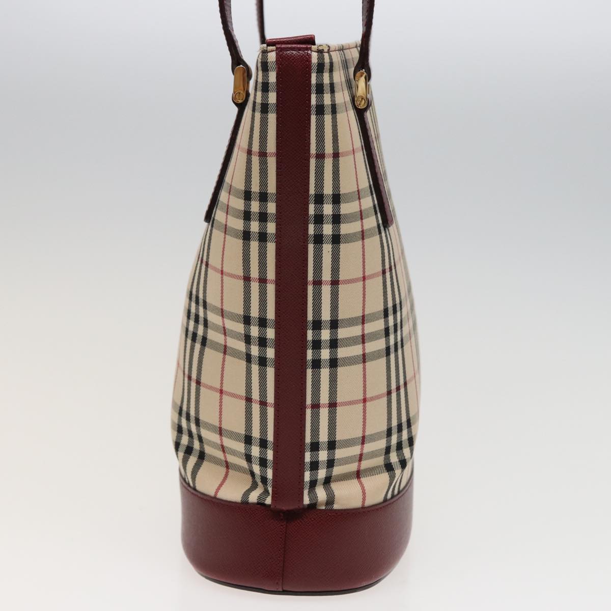Luxury Burberry Nova Check Tote Bag Canvas Beige Auth mr278
