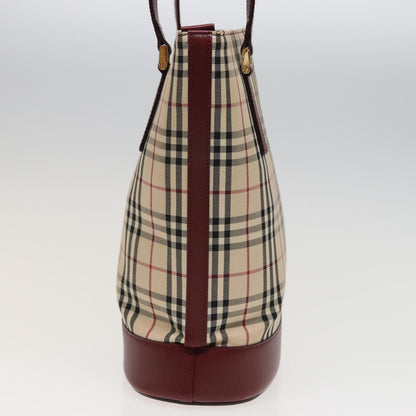 Luxury Burberry Nova Check Tote Bag Canvas Beige Auth mr278