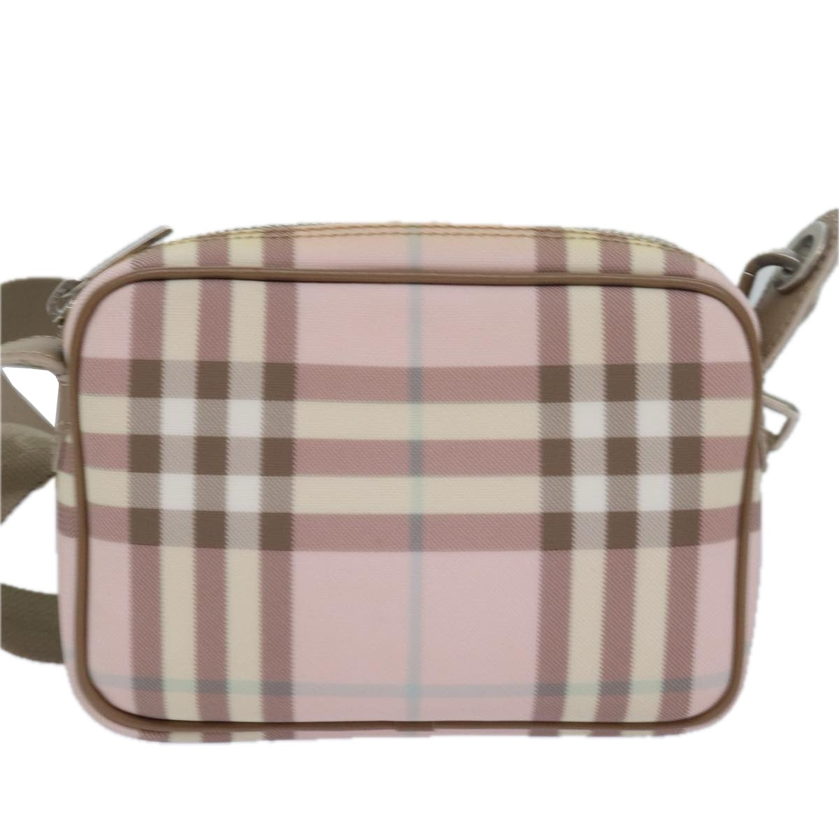 Luxury Burberry Nova Check Shoulder Bag Coated Canvas Pink Auth mr285