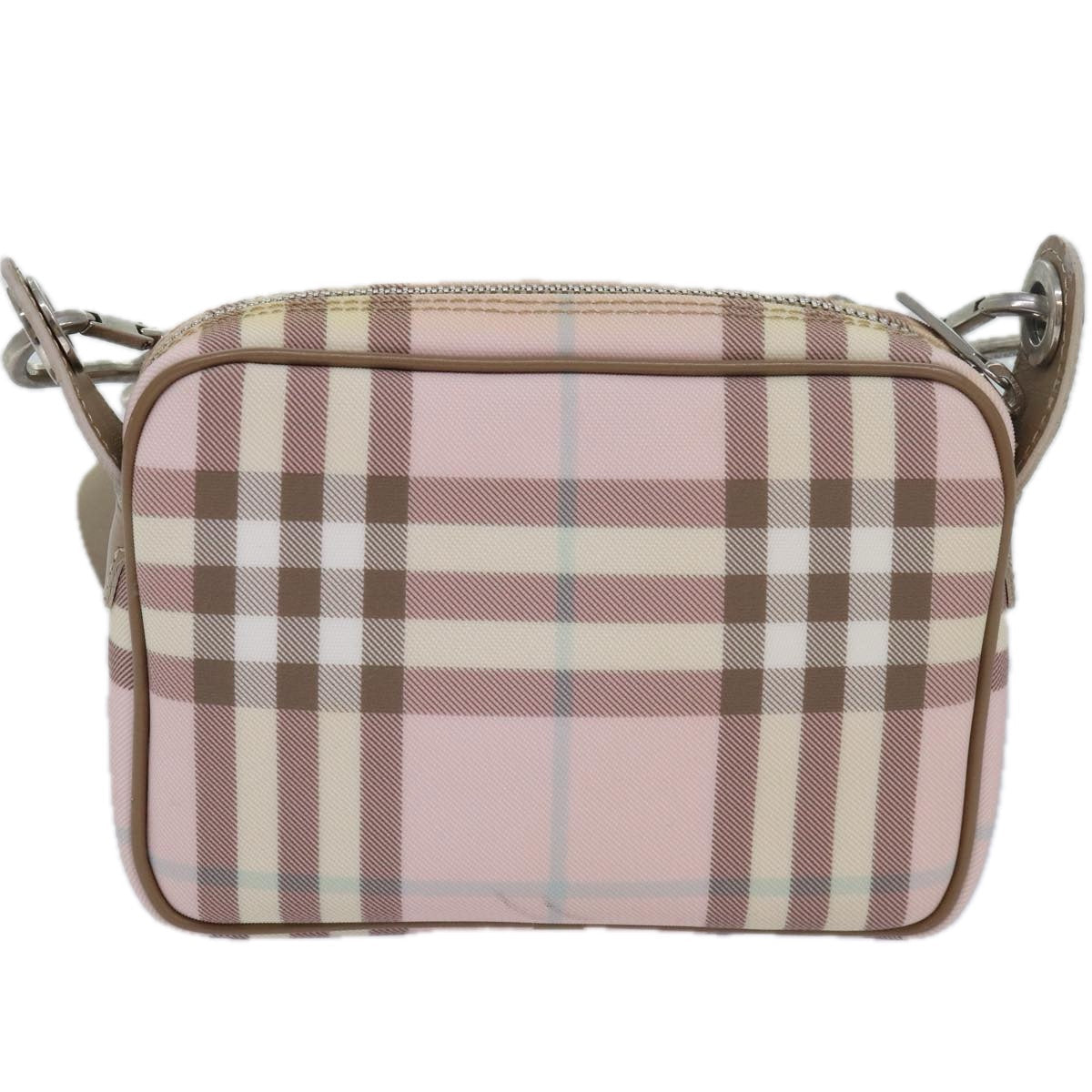 Luxury Burberry Nova Check Shoulder Bag Coated Canvas Pink Auth mr285