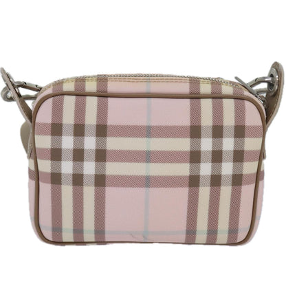 Luxury Burberry Nova Check Shoulder Bag Coated Canvas Pink Auth mr285