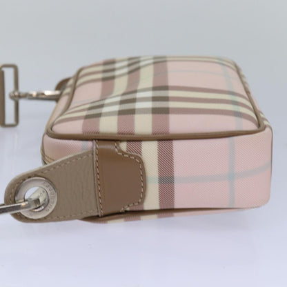 Luxury Burberry Nova Check Shoulder Bag Coated Canvas Pink Auth mr285