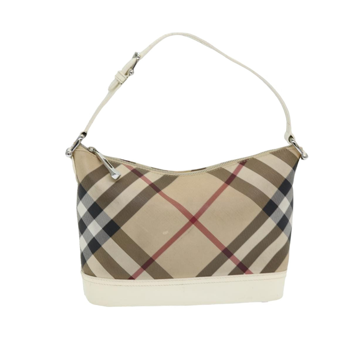 Luxury Burberry Nova Check Shoulder Bag PVC Beige Auth mr351