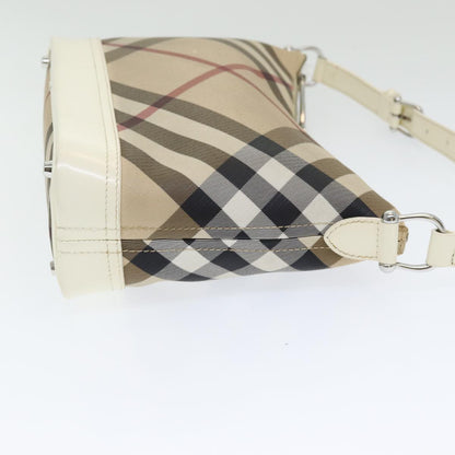 Luxury Burberry Nova Check Shoulder Bag PVC Beige Auth mr351