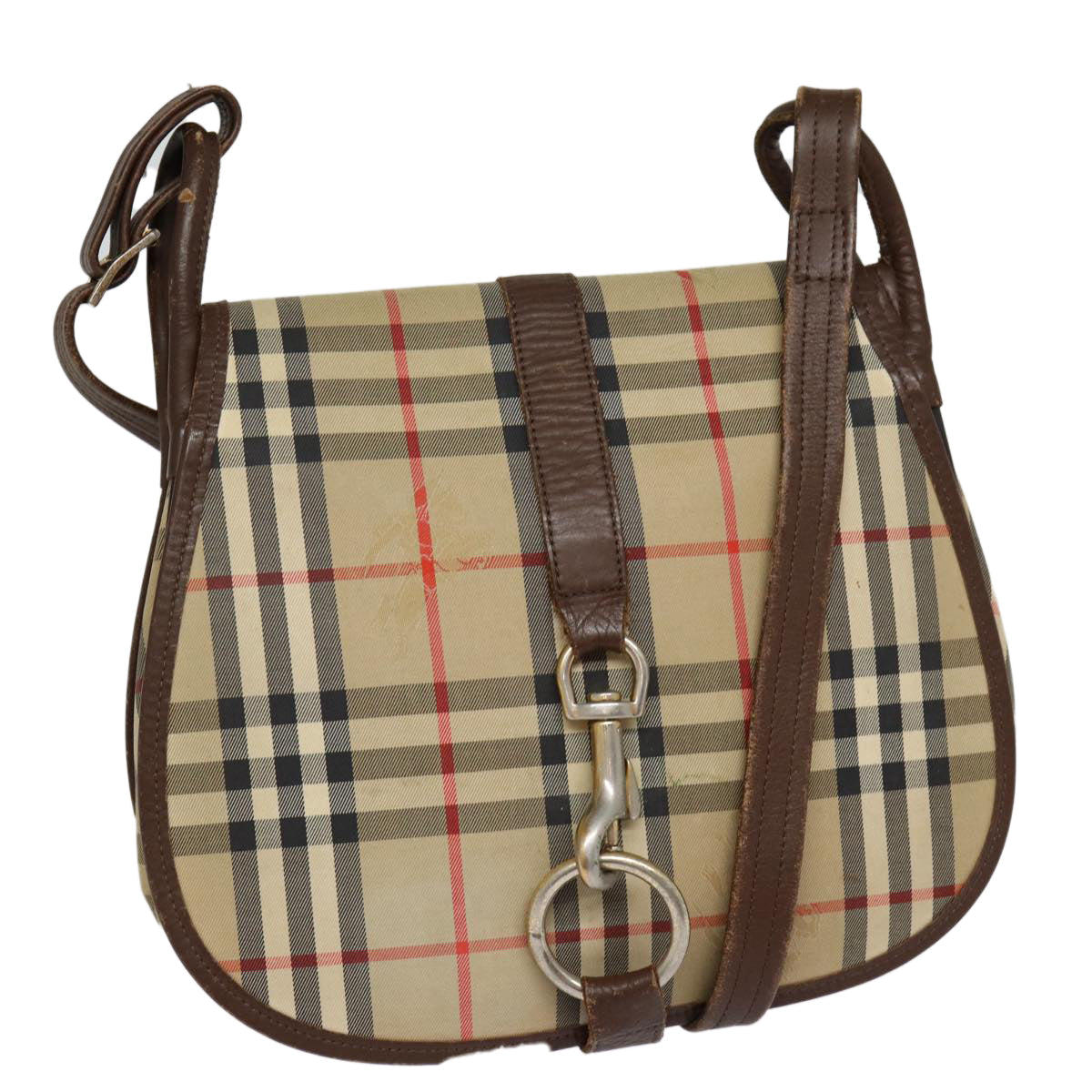 Luxury BurberrySs Nova Check Shoulder Bag Canvas Leather Beige Brown Auth MR423