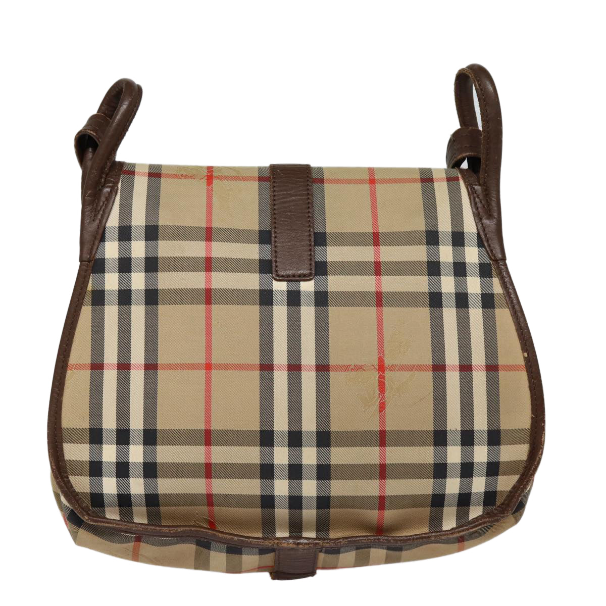 Luxury BurberrySs Nova Check Shoulder Bag Canvas Leather Beige Brown Auth MR423