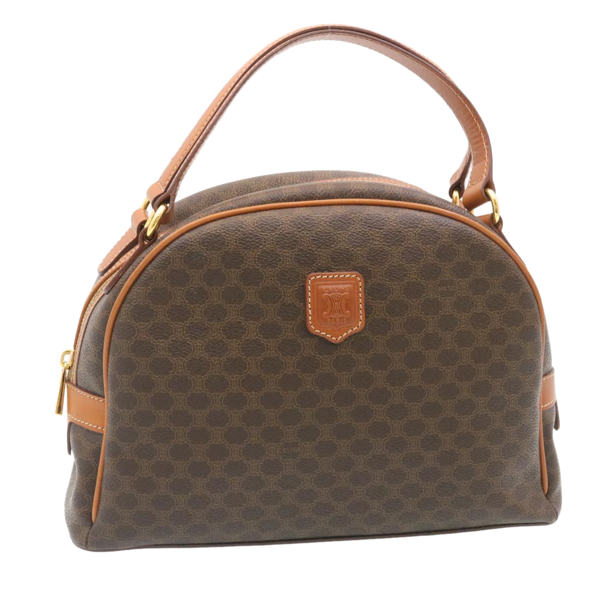 Luxury CELINE Macadam Canvas 2Way Shoulder Hand Bag PVC Leather Brown  34669