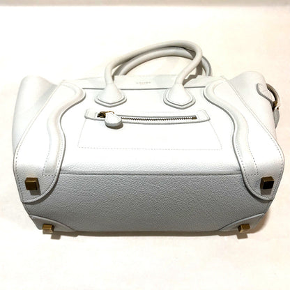 CELINE Handbag 167793 leather Off White x Sky Blue Tote Bag Micro shopper Women