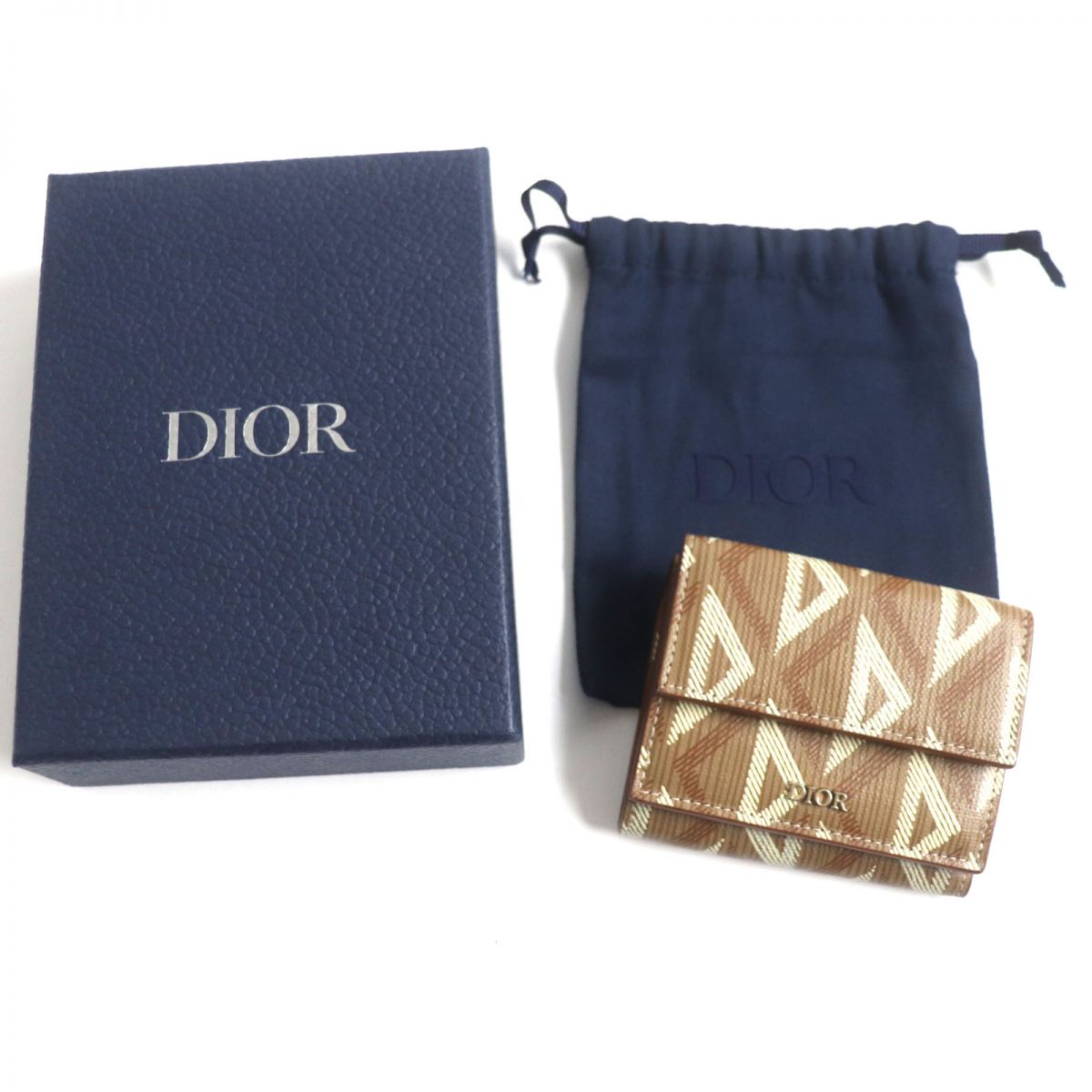 Dior HOMME Tri-fold wallet leather Brown type mens