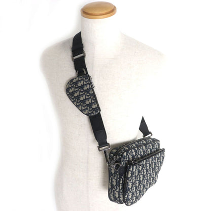 Dior HOMME Pouch Main: Canvas, Main: Leather Navy x beige mens