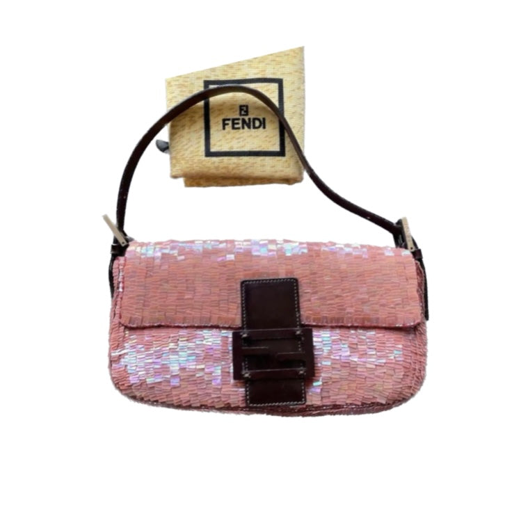 Fendi Baguette Glitter Pink square sequins