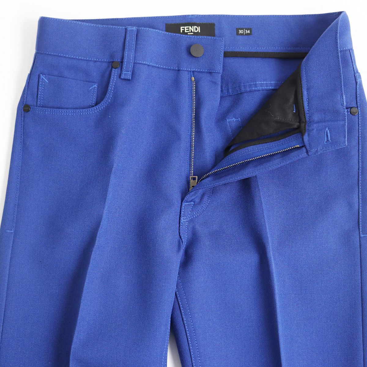FENDI Pants Outer material: 97% virgin wool, Outer material: 3% polyester, Part: Cowhide blue mens