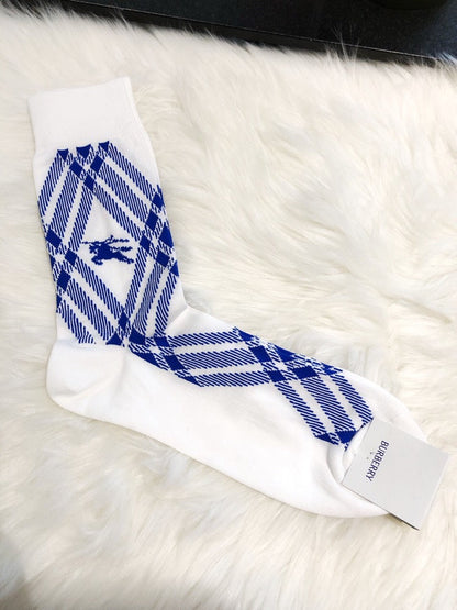 Luxury Burberry HM 3 Bar Sock White