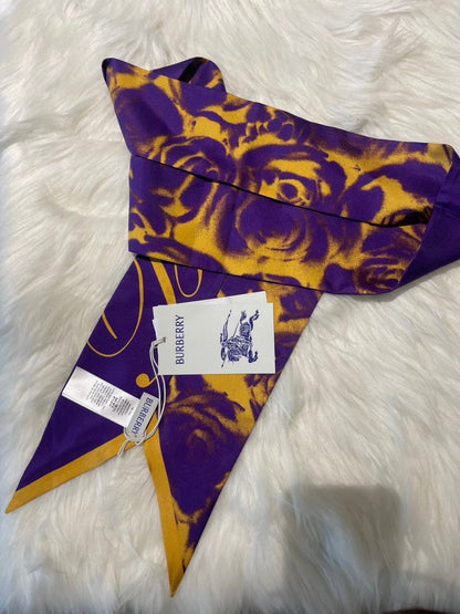 Luxury Burberry Royal Water Rose Silk Scarf Purple Scarves and Shawls