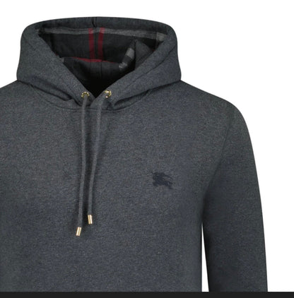 Luxury Burberry Clarendon Check Hood Embroidery Sweatshirt Grey XS