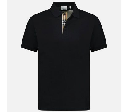 Luxury Burberry Hartford Check Placket Mens Polo Black L