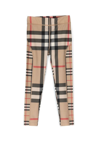 Luxury Burberry Kids Isabella Check Pattern Archive Beige Leggings 10Y